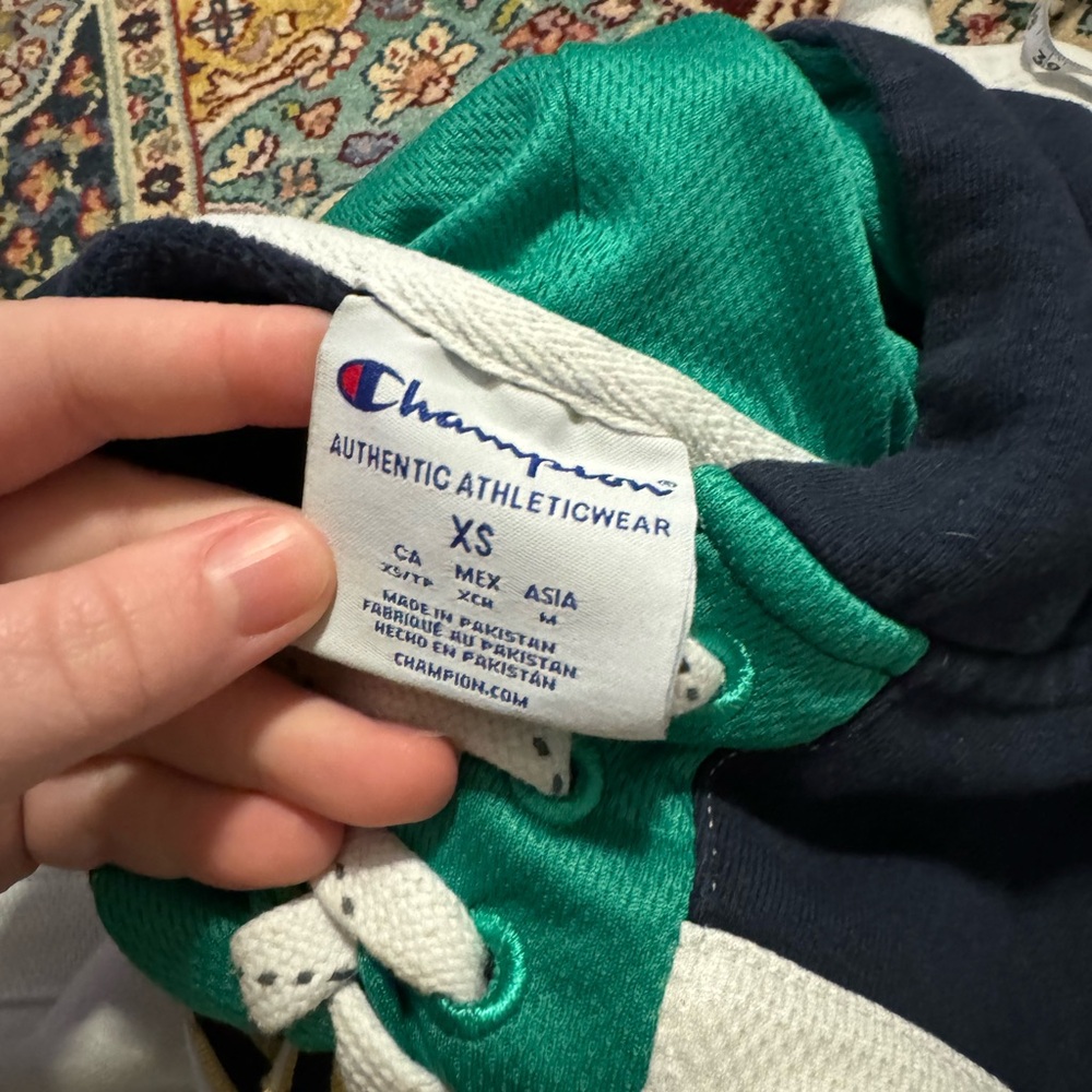 Youth Lace-Up Hoodie Sweatshirt - White, Navy & Green xs - Picture 3 of 9